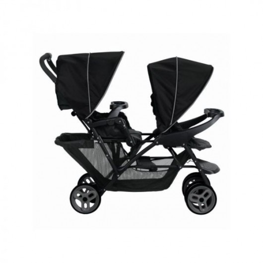 Poussette double évolutive Graco Stadium Duo black grey + 2 coques SnugEssentials I-size Midnight Black