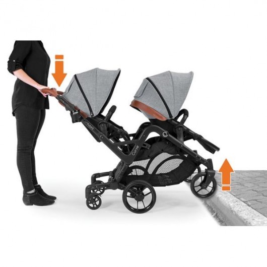 Poussette double évolutive Contours Curve Grise - 2 Coques Cybex Aton 5 Deep Black