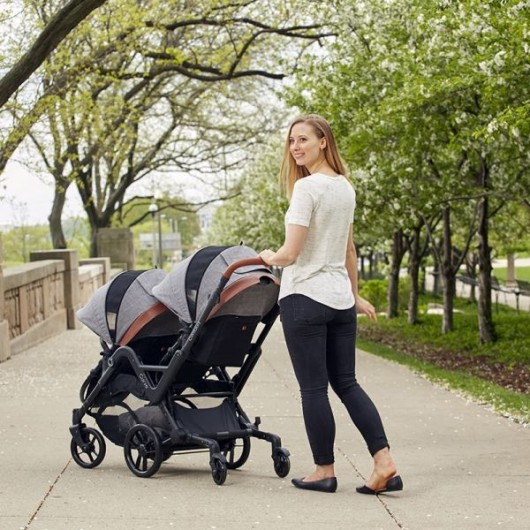 Poussette double évolutive Contours Curve Grise - 2 Coques Cybex Aton 5 Deep Black