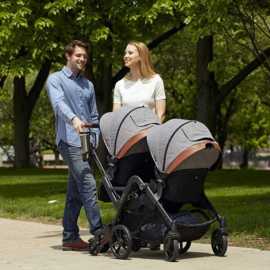 Poussette double évolutive Contours Curve Grise - 2 Coques Cybex Aton 5 Deep Black