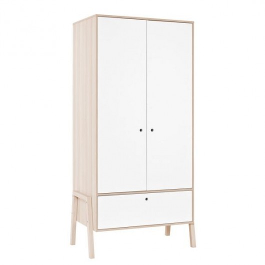 Armoire 2 portes + tiroir Spot Baby blanc/acacia Vox Baby