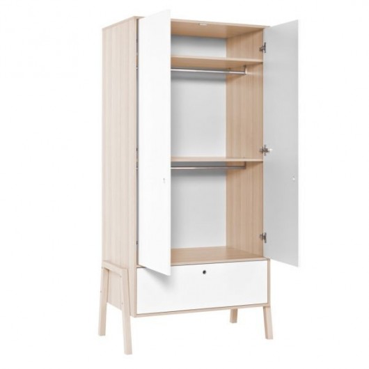 Armoire 2 portes + tiroir Spot Baby blanc/acacia Vox Baby