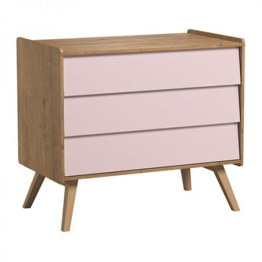 Commode 3 tiroirs Vox Baby Vintage Oak/Pink