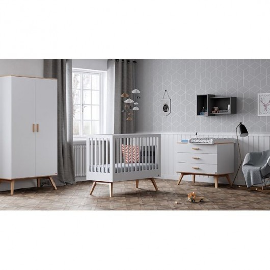 Lit évolutif Vox Baby Nautis White/Oak 70 x 140