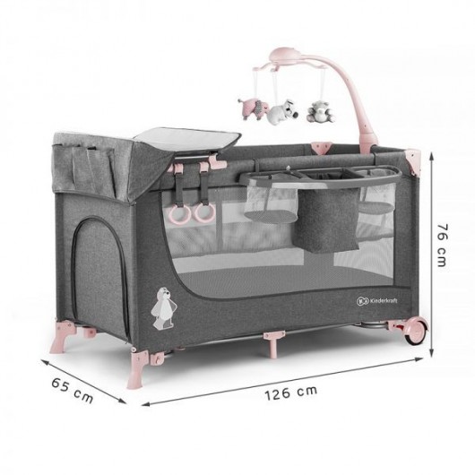 Lit Pliant Kinderkraft Joy New Pink avec accessoires