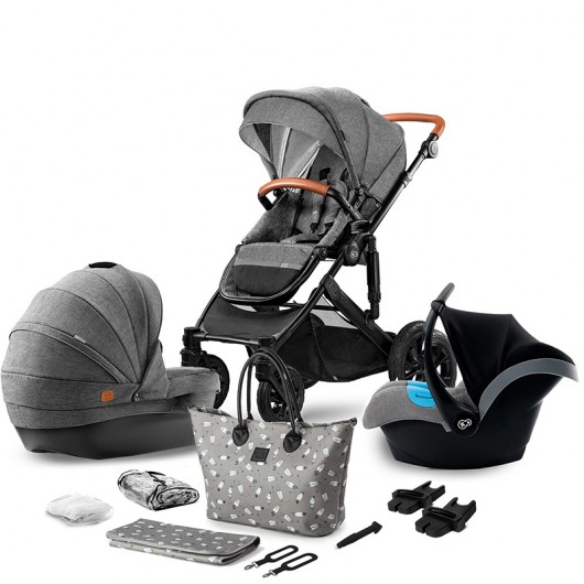 Poussette 3 en 1 Kinderkraft pas cher : Poussette 3 en 1 Kinderkraft Prime  grey 2020