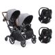 Poussette double évolutive Contours Curve Grise - 2 Coques Cybex Aton 5 Deep Black