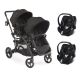 Poussette double évolutive Contours Options Elite Carbon - 2 Coques Cybex Aton 5 Deep Black