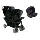 Poussette double évolutive Graco Stadium Duo black grey + 1 coque SnugEssentials I-size Midnight Black