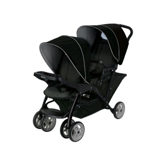 Poussette double évolutive Graco Stadium Duo black grey + 1 coque Graco SnugEssentials I-size Midnight Black