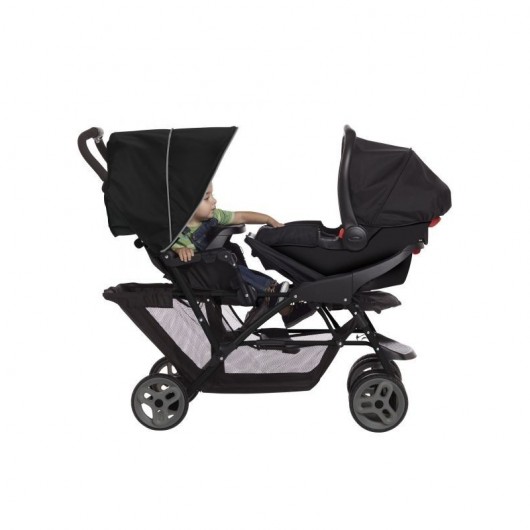 Poussette double évolutive Graco Stadium Duo black grey + 1 coque Graco SnugEssentials I-size Midnight Black