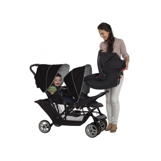 Poussette double évolutive Graco Stadium Duo black grey + 1 coque Graco SnugEssentials I-size Midnight Black