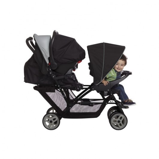 Poussette double évolutive Graco Stadium Duo black grey + 1 coque Graco SnugEssentials I-size Midnight Black