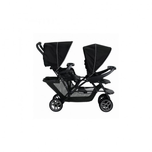 Poussette double évolutive Graco Stadium Duo black grey + 1 coque Graco SnugEssentials I-size Midnight Black