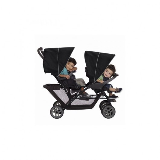Poussette double évolutive Graco Stadium Duo black grey + 1 coque Graco SnugEssentials I-size Midnight Black