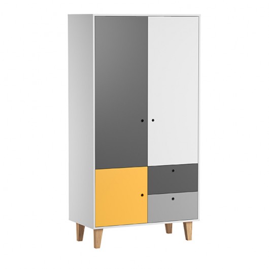 Chambre complète Vox Baby Concept White/Graphite/Grey/Saffron avec lit évolutif 70 x 140 cm