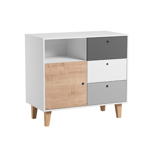 Chambre complète Vox Baby Concept White/Graphite/Grey/Oak avec lit évolutif 70 x 140 cm