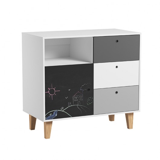 Chambre complète Vox Baby Concept White/Grey/Black avec lit évolutif 70 x 140 cm