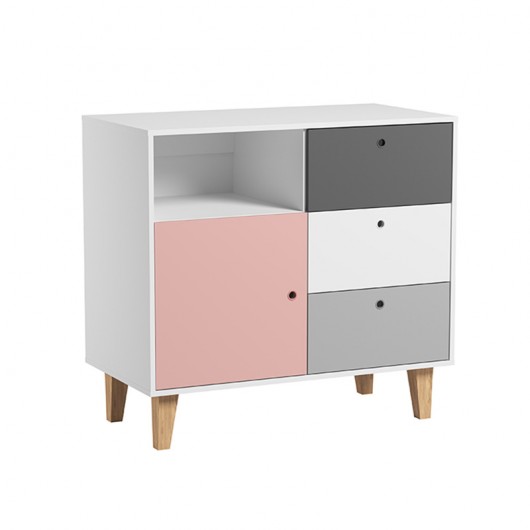 Chambre complète Vox Baby Concept White/Grey/Pink avec lit évolutif 70 x 140 cm