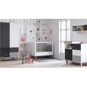 Chambre complète évolutive Vox Baby Concept White/Grey/Black avec lit 70 x 140 cm