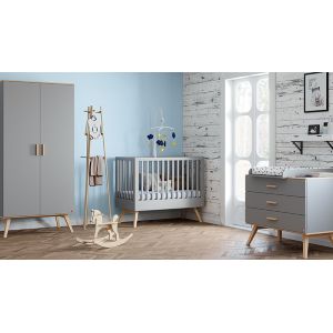 Chambre complète évolutive Vox Baby Nautis Grey/Oak avec lit 70 x 140 cm