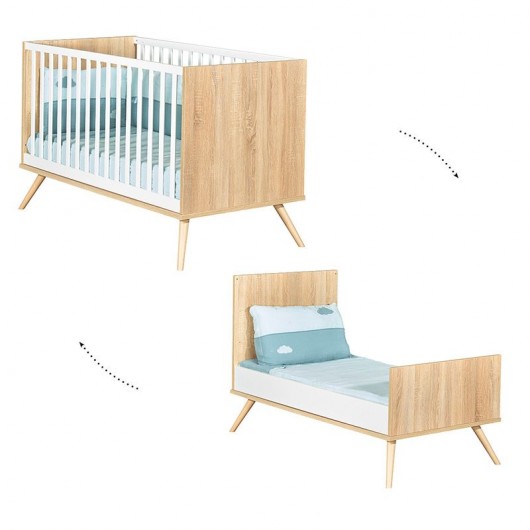 Chambre Complete Sauthon Seventies Avec Lit Evolutif 140 X 70 Cm Version Tiroirs Decor Bois Sauthon Cabriole Bebe