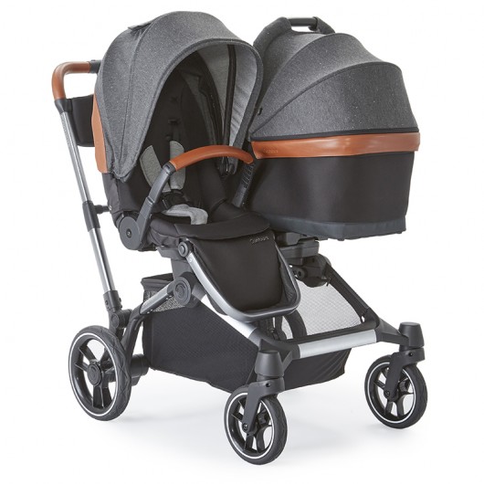 Poussette Double 3 Roues Pour Enfants 2-8 Ans - Avec 2 Sièges, Auvent, Sonnette, Miroir - Roues Caoutchouc Anti-retournement