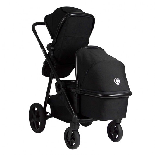 Poussette combinée Qtus DuetPro Plein Noir - Cadre noir + nacelle