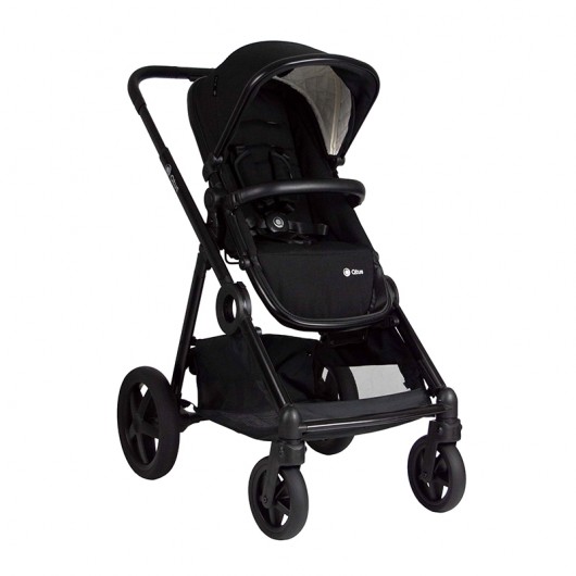 Poussette combinée Qtus DuetPro Plein Noir - Cadre noir + nacelle