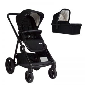 Poussette combinée Qtus DuetPro Plein Noir - Cadre noir + nacelle