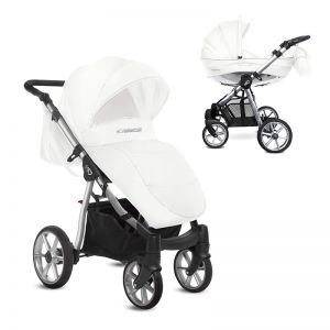 Poussette combinée Mommy - Nacelle Glossy White - Châssis Silver