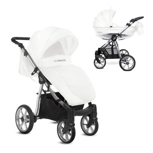Poussette combinée Mommy - Nacelle Glossy White - Châssis Silver