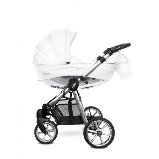 Poussette 3 en 1 Mommy - Nacelle - Coque Glossy White - Châssis White Silver
