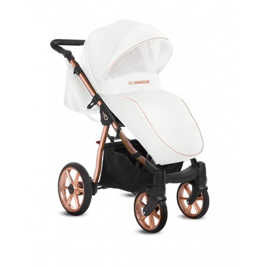 Poussette combinée Mommy - Nacelle Glossy White - Châssis Rose Gold