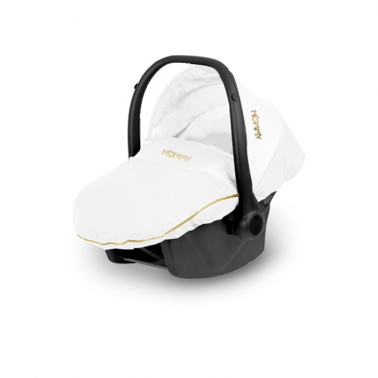 Poussette 3 en 1 Mommy - Nacelle - Coque Glossy White - Châssis Gold