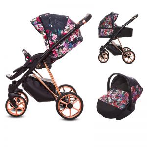 Poussette 3 en 1 Musse - nacelle - coque Dark Rose