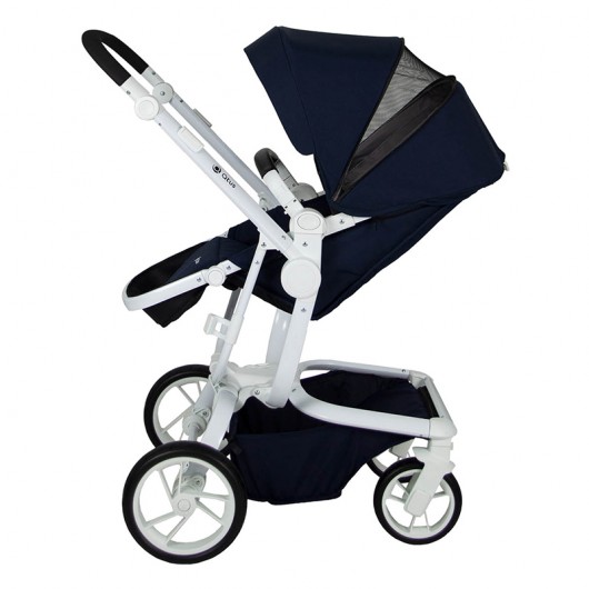 Poussette Qtus Spider Bleu - cadre blanc 2020
