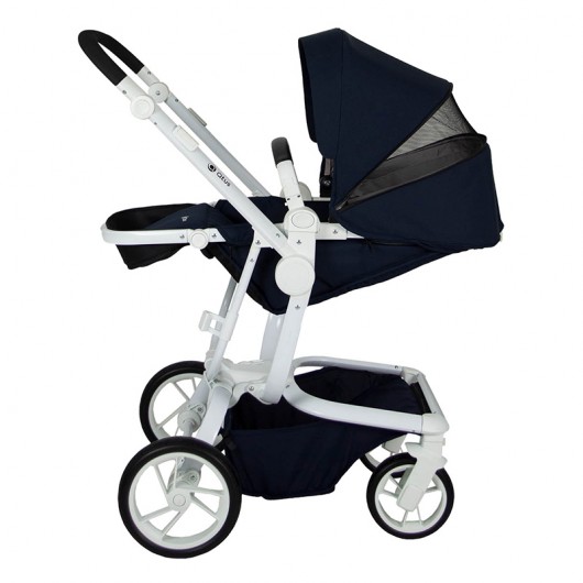 Poussette Qtus Spider Bleu - cadre blanc 2020