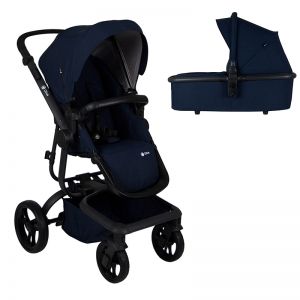 Poussette combinée Qtus Spider Bleu - cadre noir + nacelle 2020