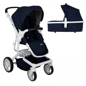 Poussette combinée Qtus Spider Bleu - cadre blanc + nacelle 2020