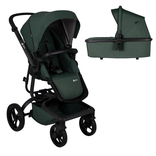 Poussette combinée Qtus Spider Vert - cadre noir + nacelle 2020