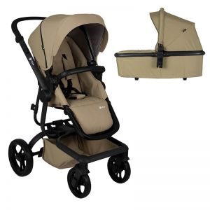 Poussette combinée Qtus Spider Moka - cadre noir + nacelle 2020