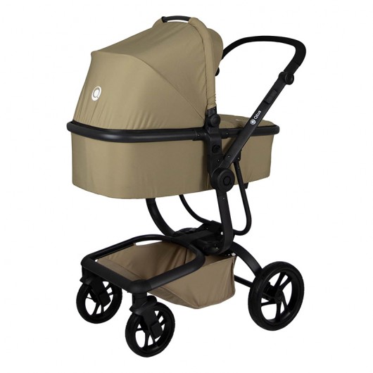 Poussette combinée Qtus Spider Moka - cadre noir + nacelle 2020