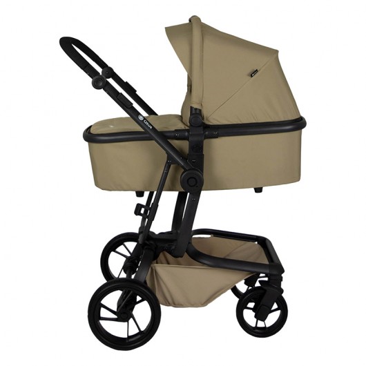 Poussette combinée Qtus Spider Moka - cadre noir + nacelle 2020