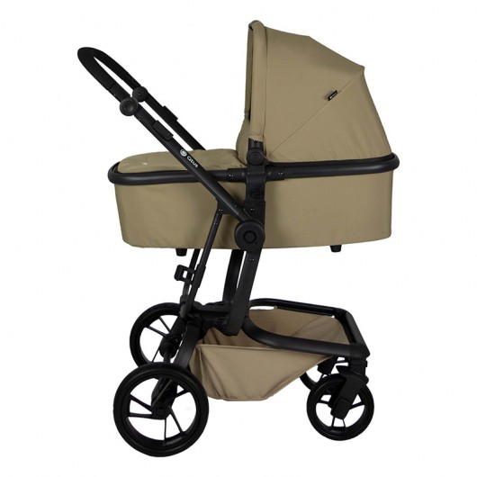 Poussette combinée Qtus Spider Moka - cadre noir + nacelle 2020