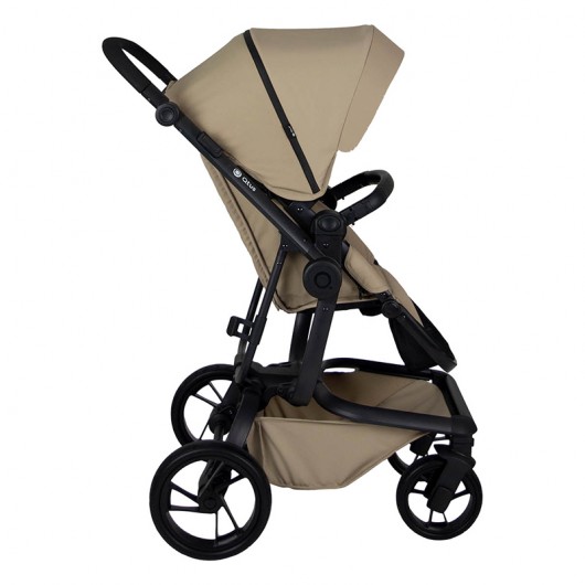 Poussette combinée Qtus Spider Moka - cadre noir + nacelle 2020