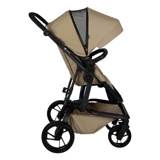 Poussette combinée Qtus Spider Moka - cadre noir + nacelle 2020