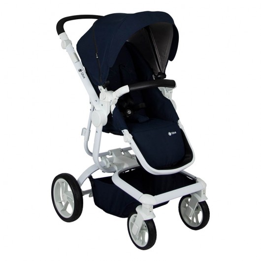 Poussette combinée Qtus Spider Bleu - cadre blanc + nacelle 2020