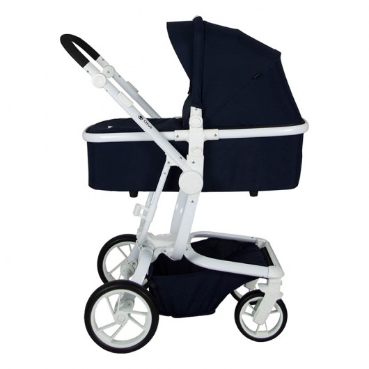Poussette combinée Qtus Spider Bleu - cadre blanc + nacelle 2020