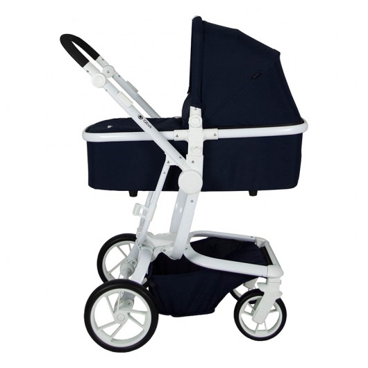 Poussette combinée Qtus Spider Bleu - cadre blanc + nacelle 2020